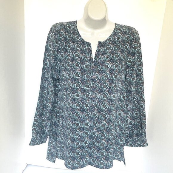 Joie Tops - Joie Silk Blouse Womens XS Blue Vneck Long Sleeve Floral Lightweight Top Relaxed